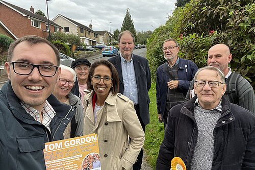 Munira Wilson MP, Tom Gordon, & Lib Dem activists